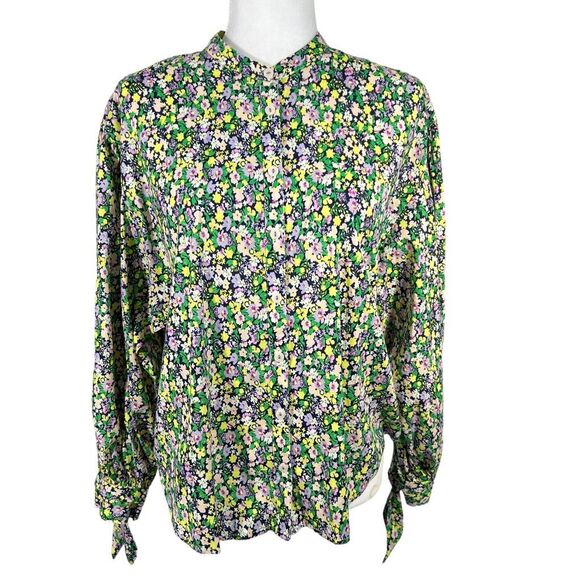 Anthropologie Maeve Multi-Color Floral Print Long-Sleeve Blouse Size Small Cotto - Picture 1 of 13